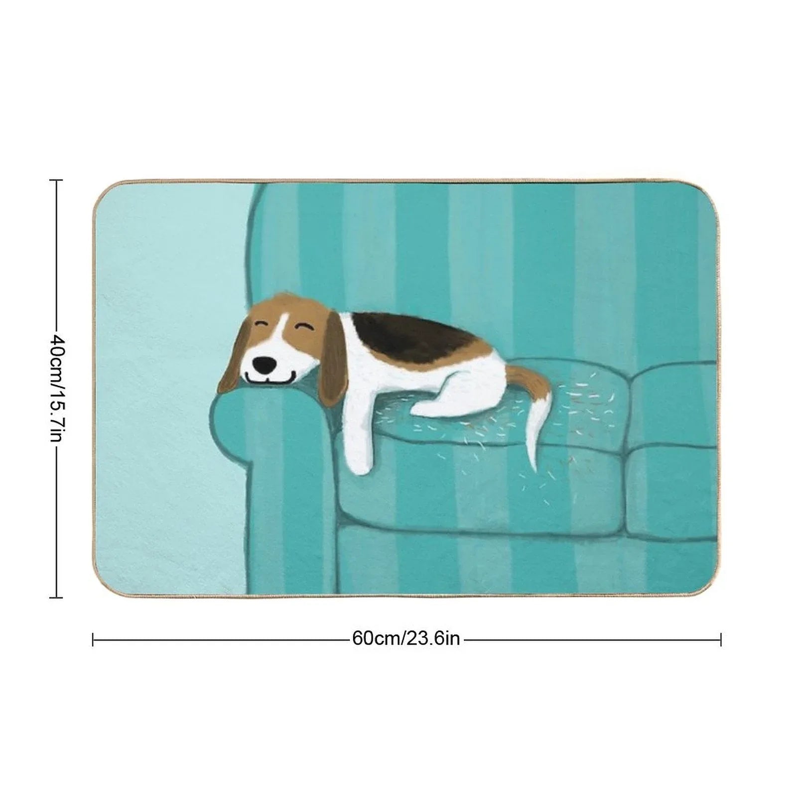 Happy Couch Dog  Cute Beagle Bath Mat