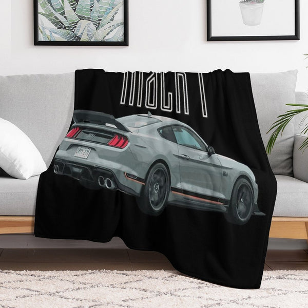 MACH 1 Mustang GT 5.0L V8 Performance Car Fighter Jet Gray Rear Sustainable Throw Blanket