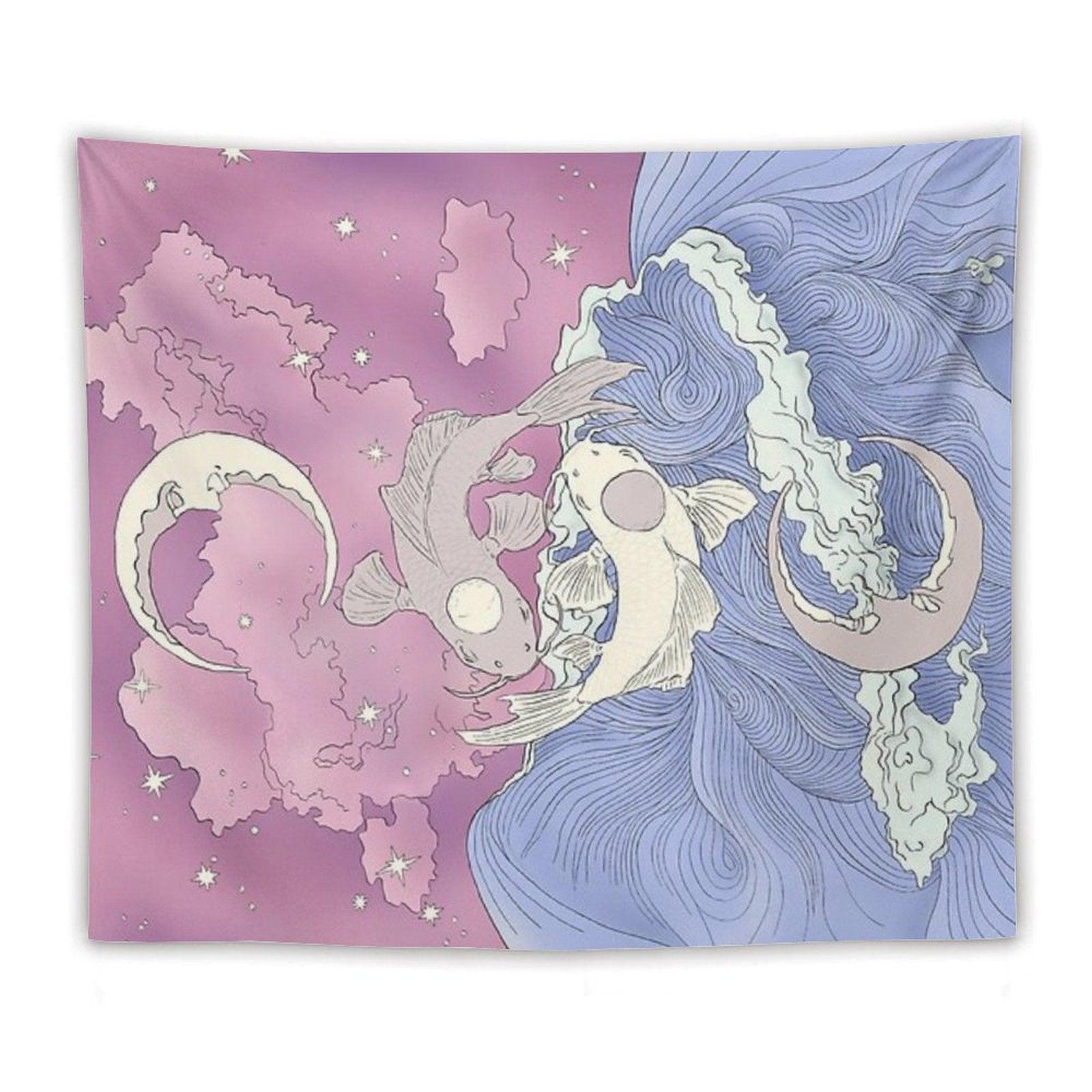 Tui And La, Moon And Ocean Spirits Art Nouveau Tapestry
