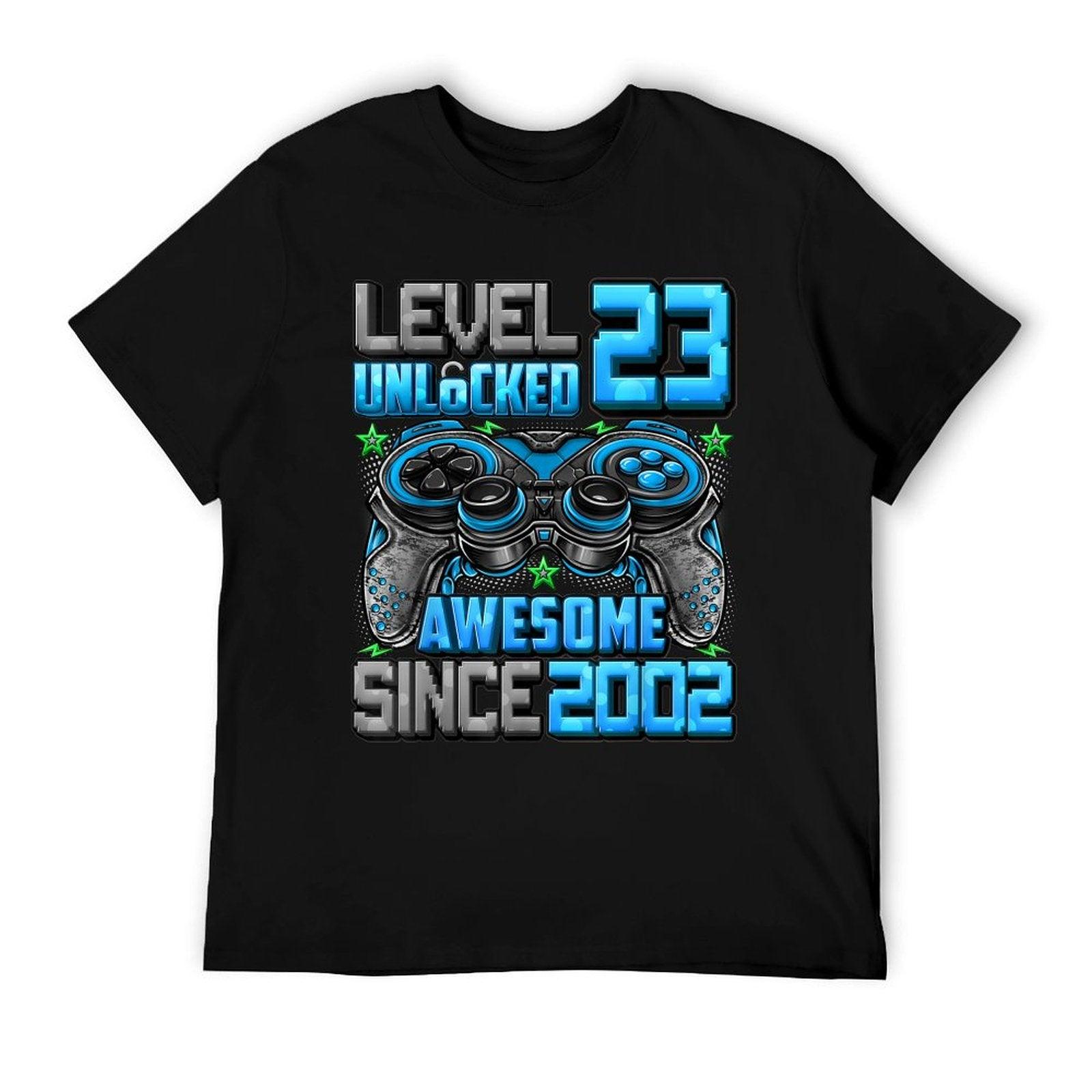 Level 23 Unlocked Awesome Since 2002 23rd Birthday Gaming T-Shirt