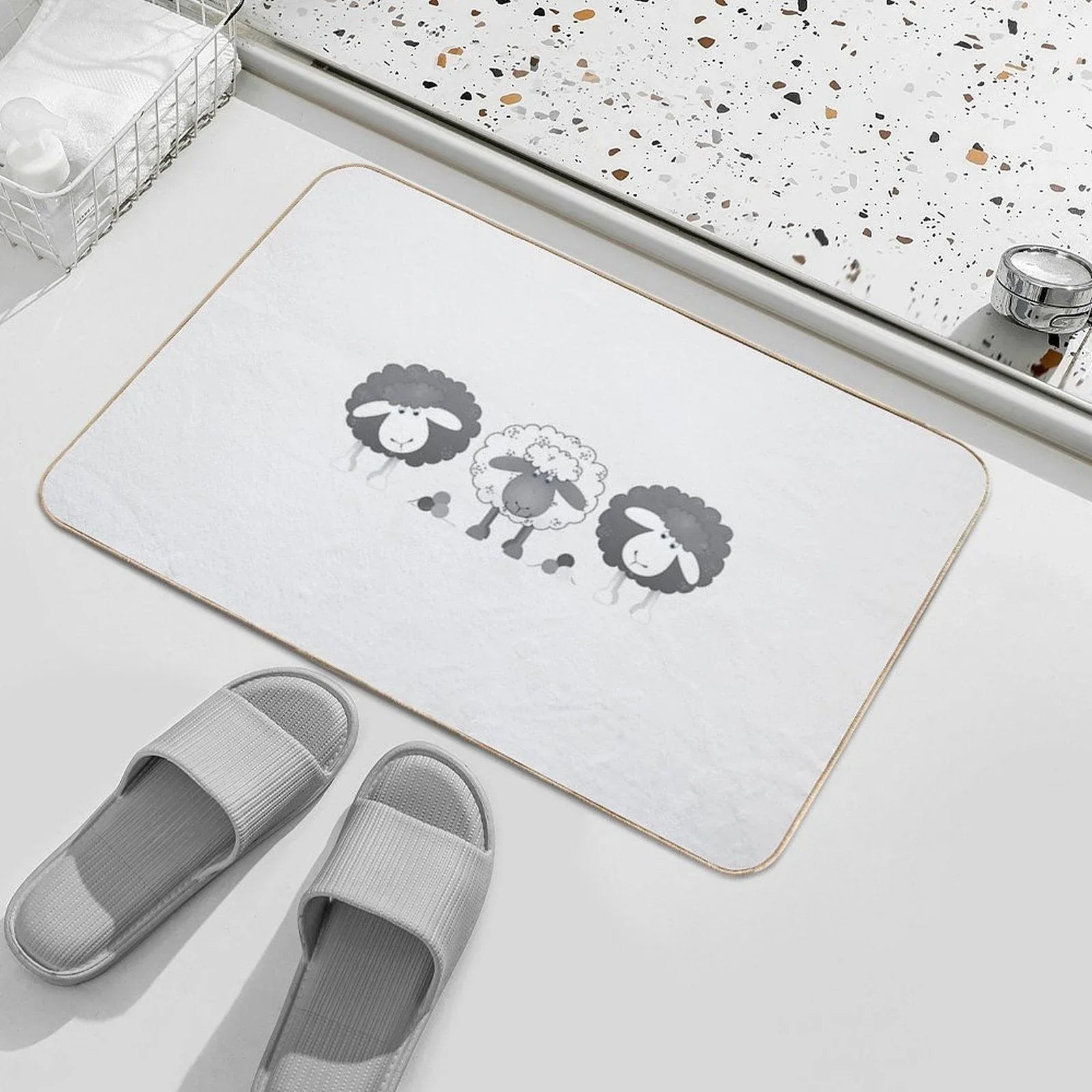 Trio Of Sheep. Bath Mat