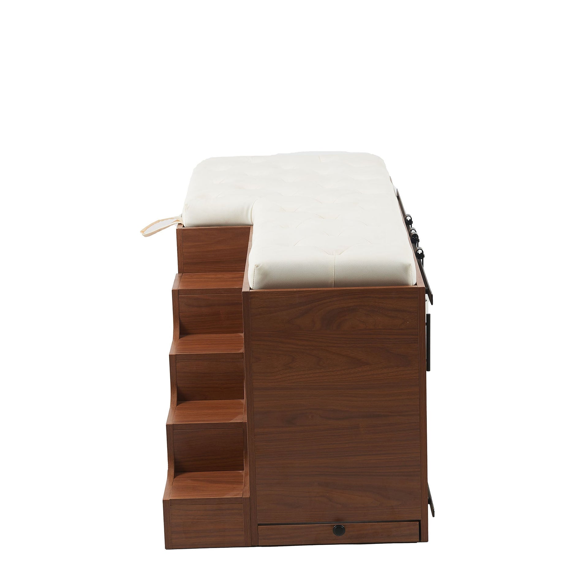 56'L, Furniture Style 2 in 1 Dog Crate with Padded Seat, Sliding Barn Door, Luxury Wooden Dog Kennel, End of Bed Bench Ottoman with Removable Cushion for Bedroom, Living Room, Walnut