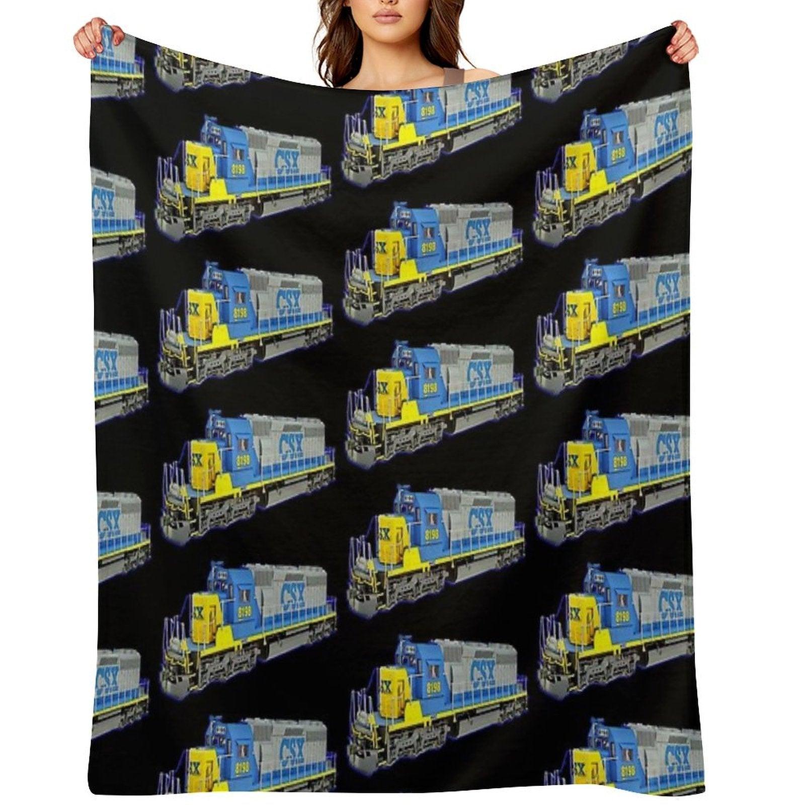 Freight Train CSX Engine Throw Blanket