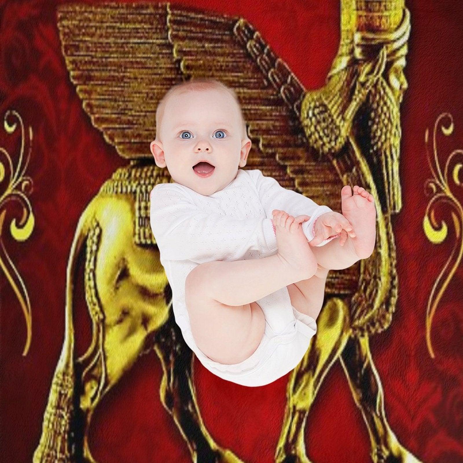 Assyrian LAMASSU ( WInged Bull) Throw Blanket