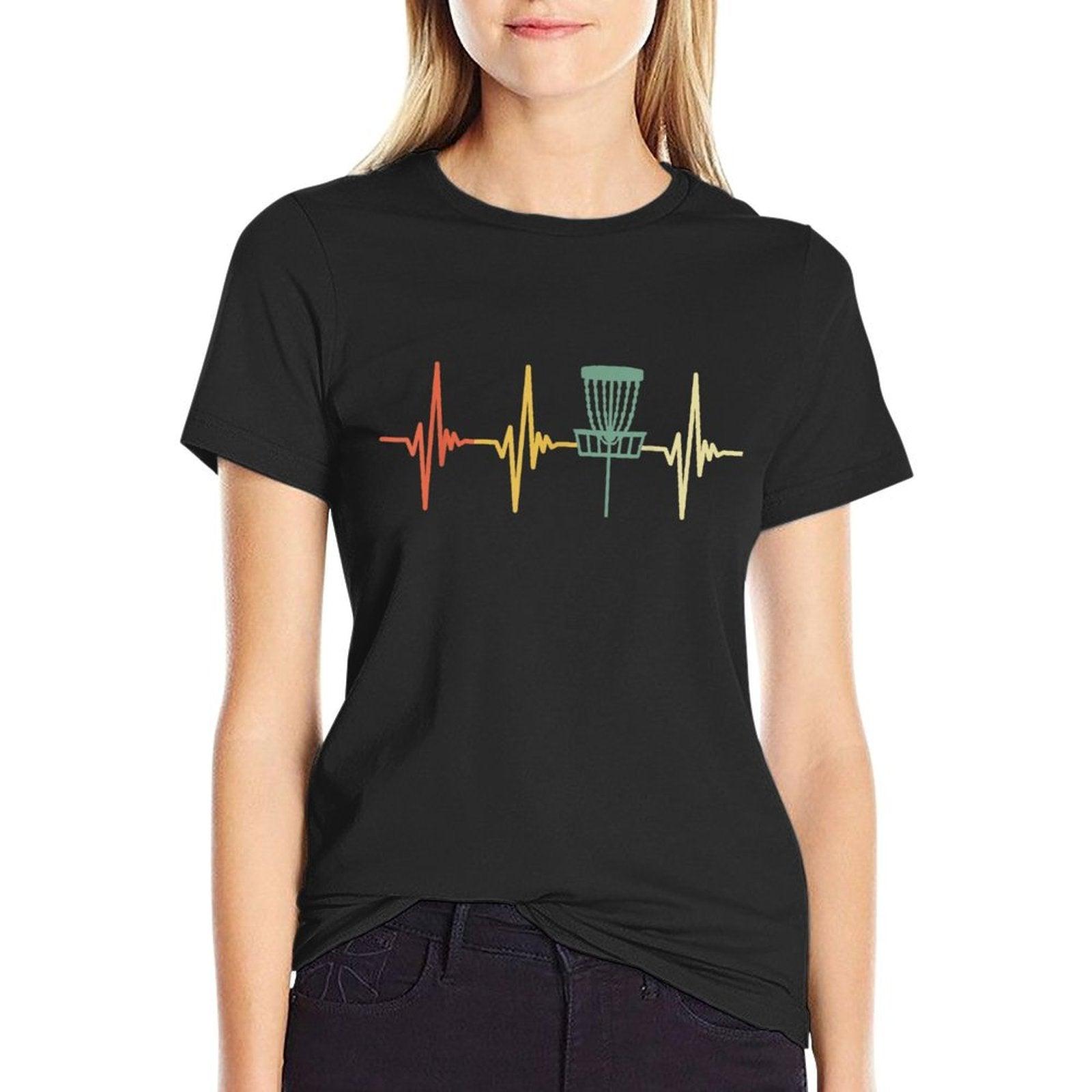 Vintage Disc Golf Retro Heartbeat Gift Disc Golf T-Shirt