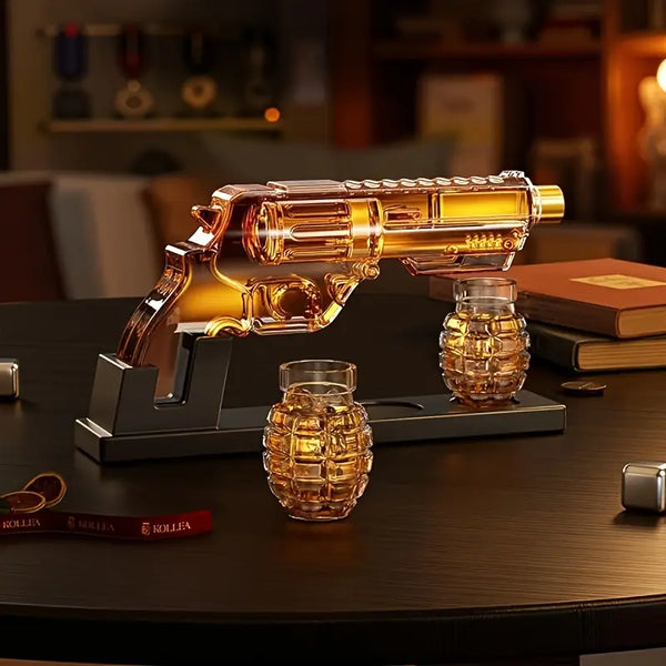 Magnum Revolver Whiskey Decanter Set