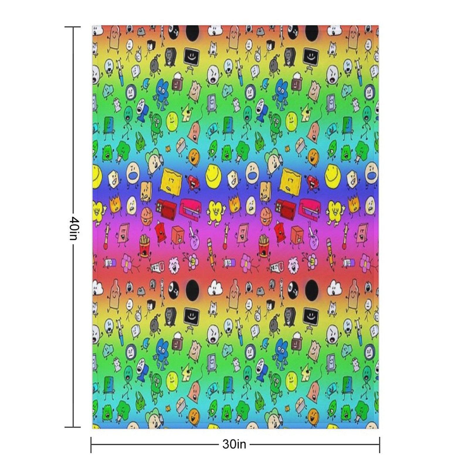 BFDI All Characters (Rainbow) Throw Blanket