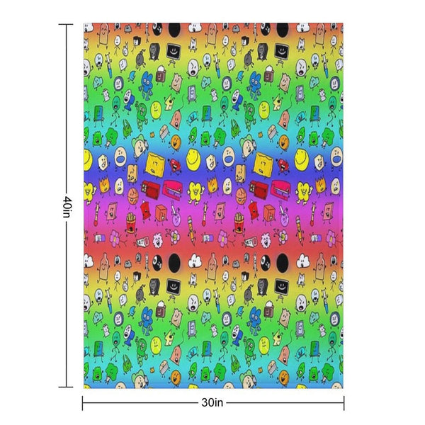 BFDI All Characters (Rainbow) Throw Blanket
