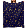 Spitfire War Planes in Flight on Navy Blue Throw Blanket