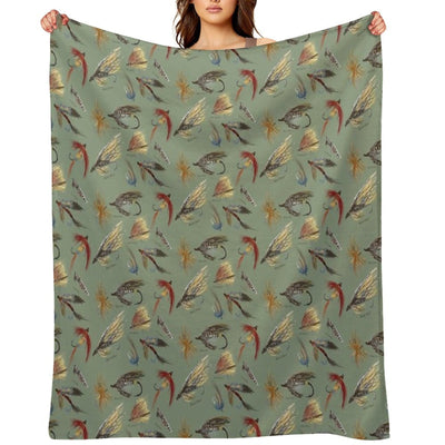 Fly Fishing with Hand Tied Flies! Multi-functional Throw Blanket