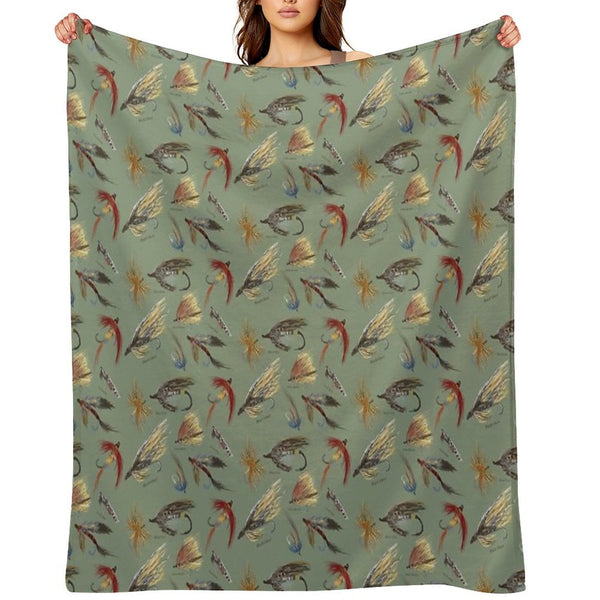 Fly Fishing with Hand Tied Flies! Multi-functional Throw Blanket