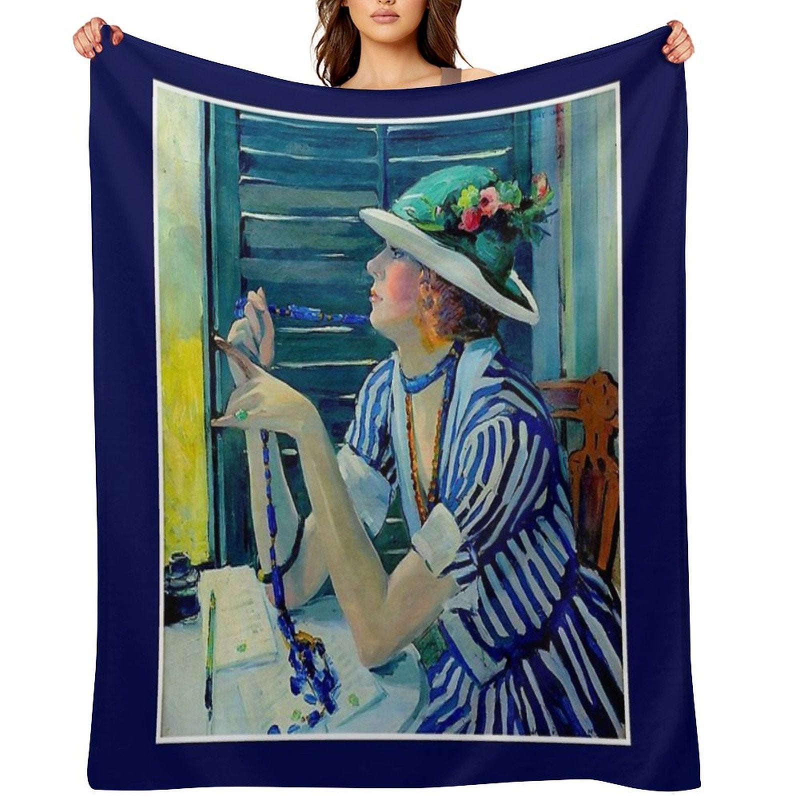 THE ANSWER  Vintage Jane Peterson Oil Painting Print Comfort Throw Blanket