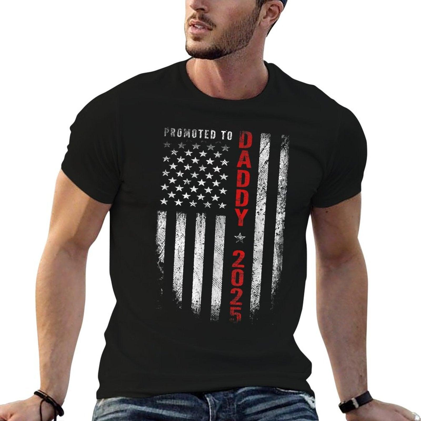 Patriotic Mens Promoted To Daddy Est 2025 First Time Dad T-Shirt
