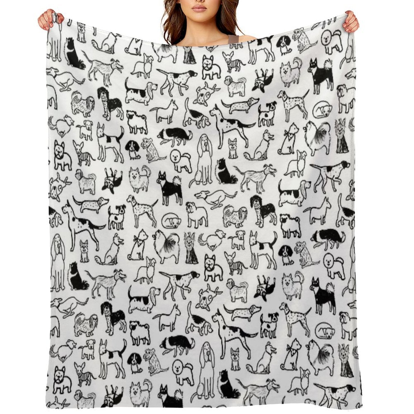 Black And White Dogs Pattern Eco-conscious Throw Blanket