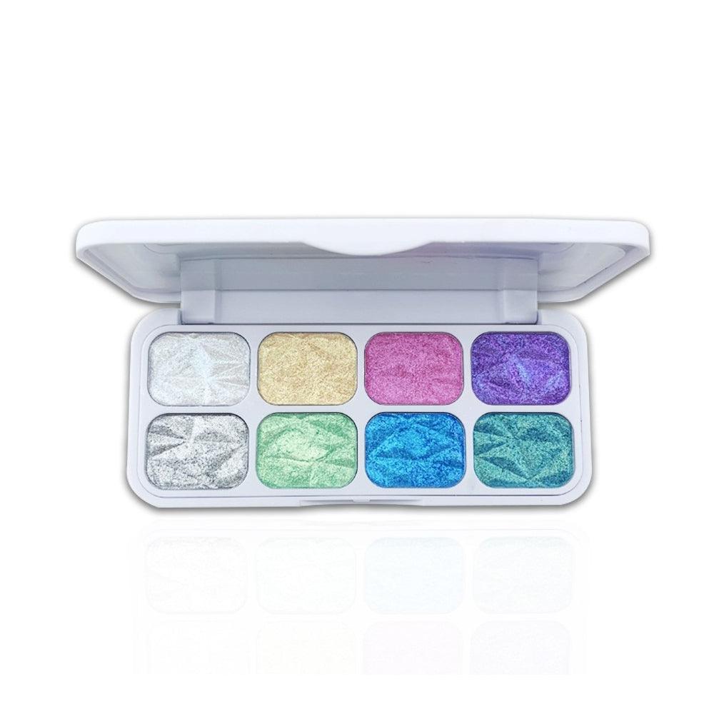 8 Colors Macaron Chameleon Eye Shadow Plate,Shimmer, Glitter, Iridescent Multichrome Holographic Eyeshadow For Face & Cheek, Purple Rainbow Highlight Makeup