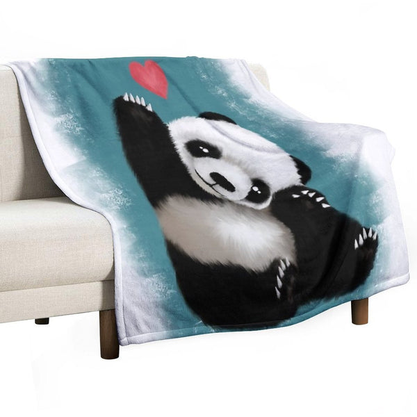 Panda Love (Blue) Comfort Throw Blanket