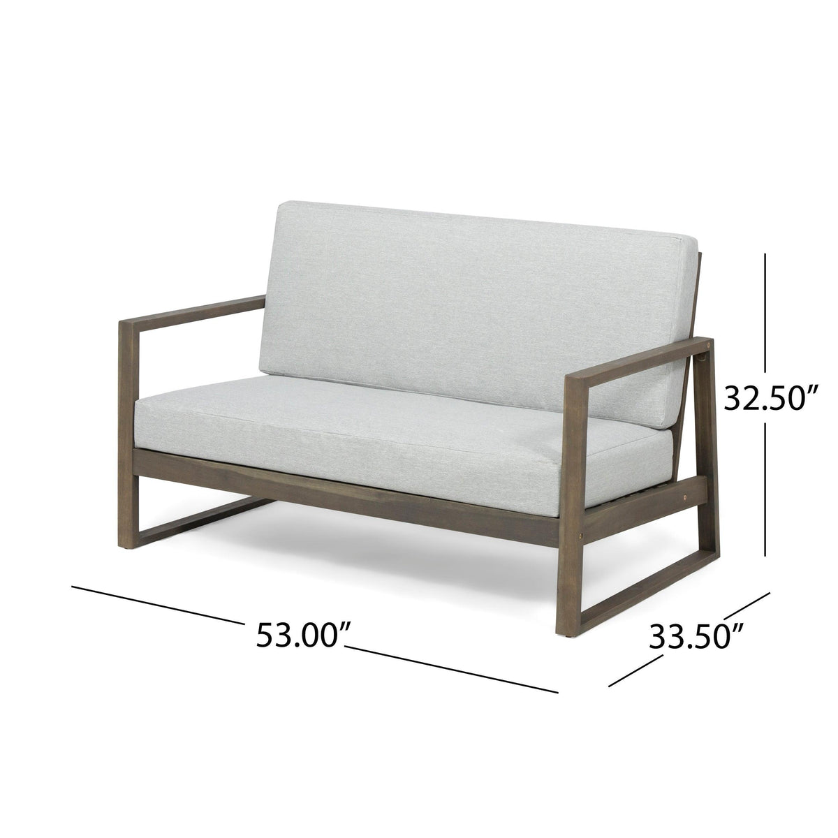Grey Acacia Wood Outdoor Loveseat and a Table