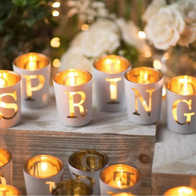 White & Gold Votive Letters