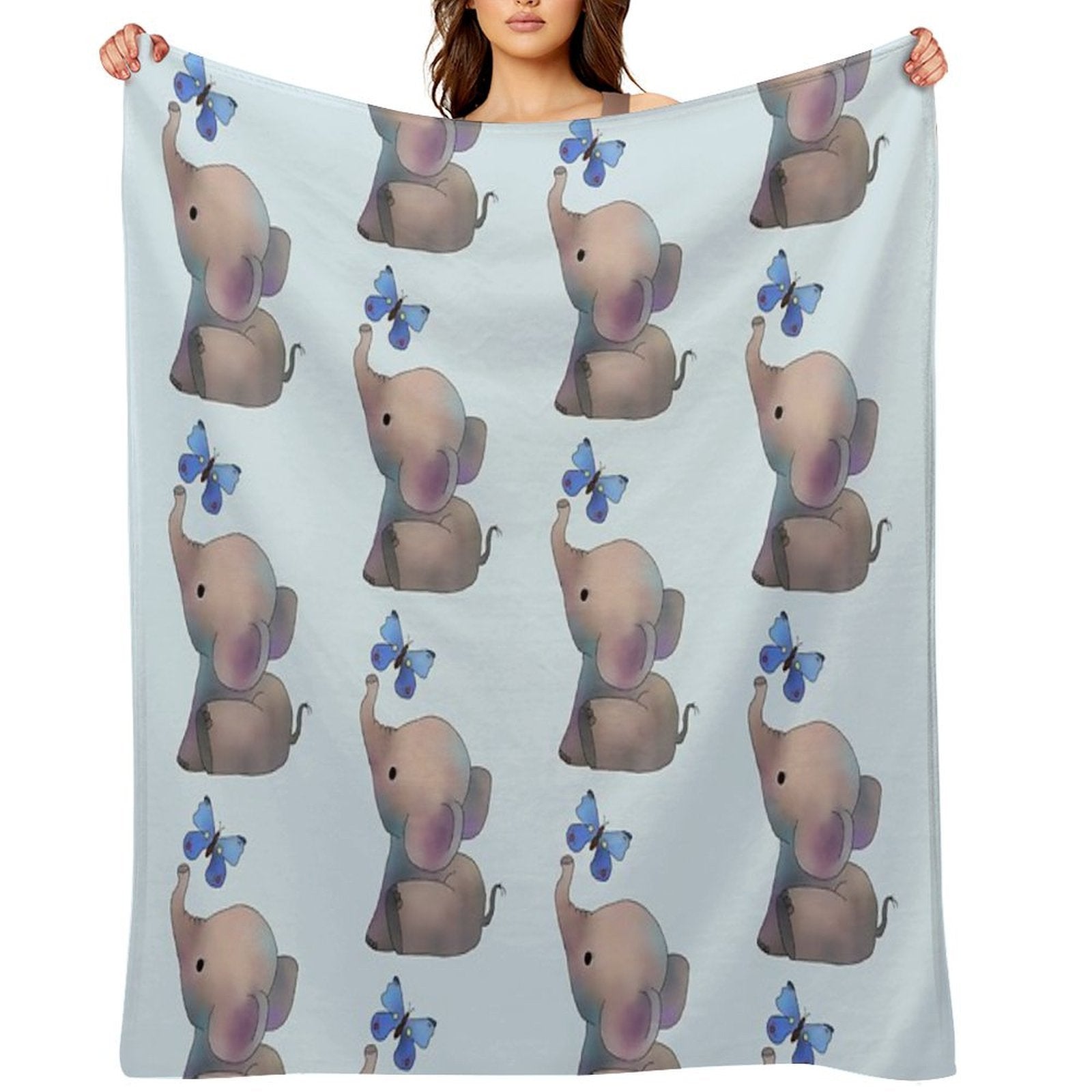 Elephant with A Butterfly Gift-ready Throw Blanket
