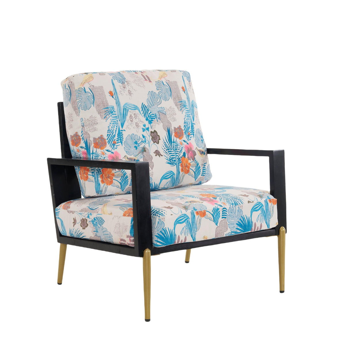 Mid-Century Modern Armchair with Solid Wood Frame