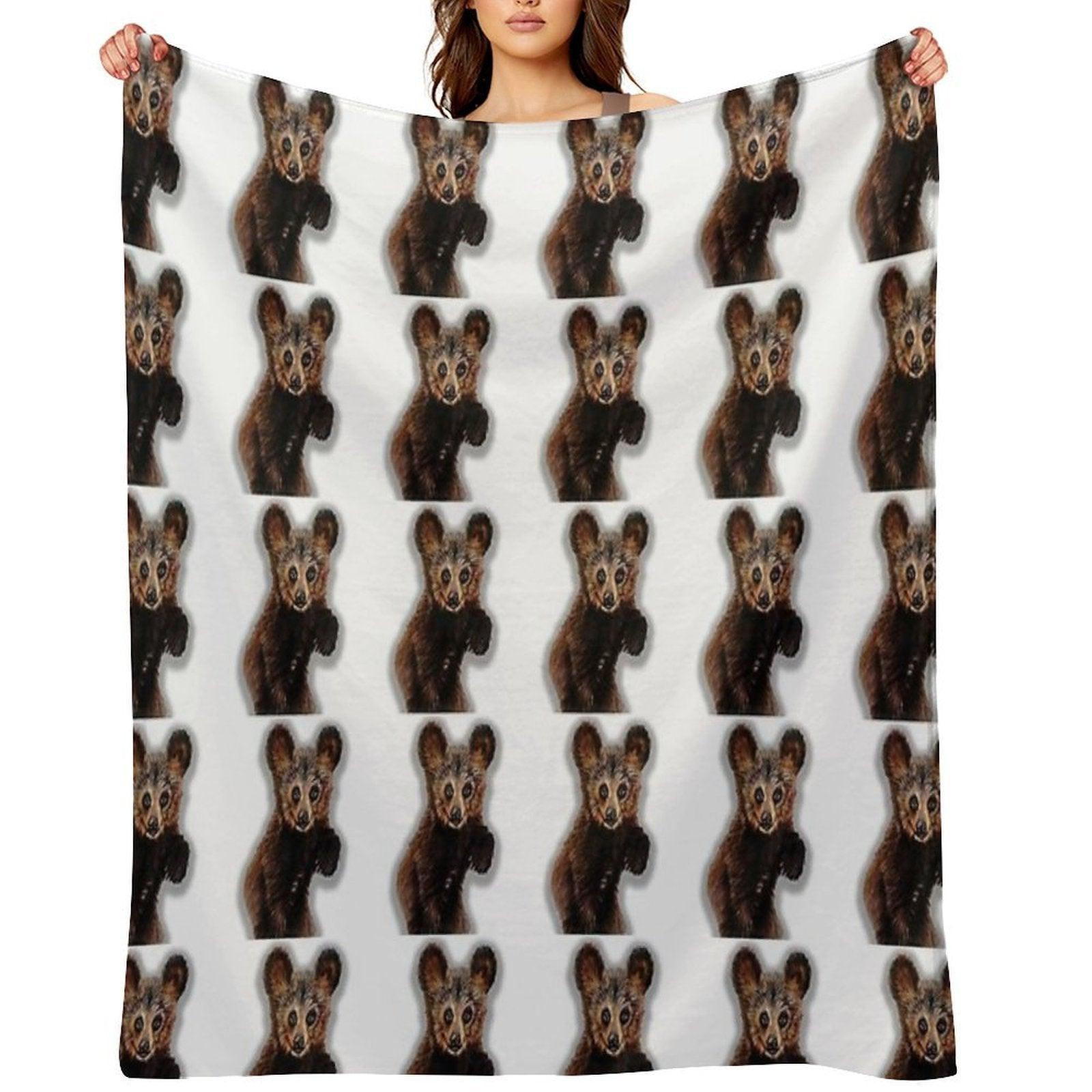 Cute Bear Drawing Throw Blanket