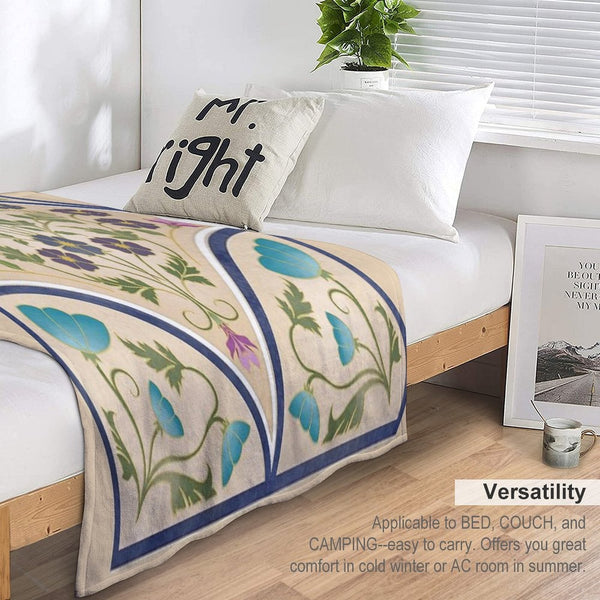 Art Nouveau Morning Glory Garden Plush Throw Blanket