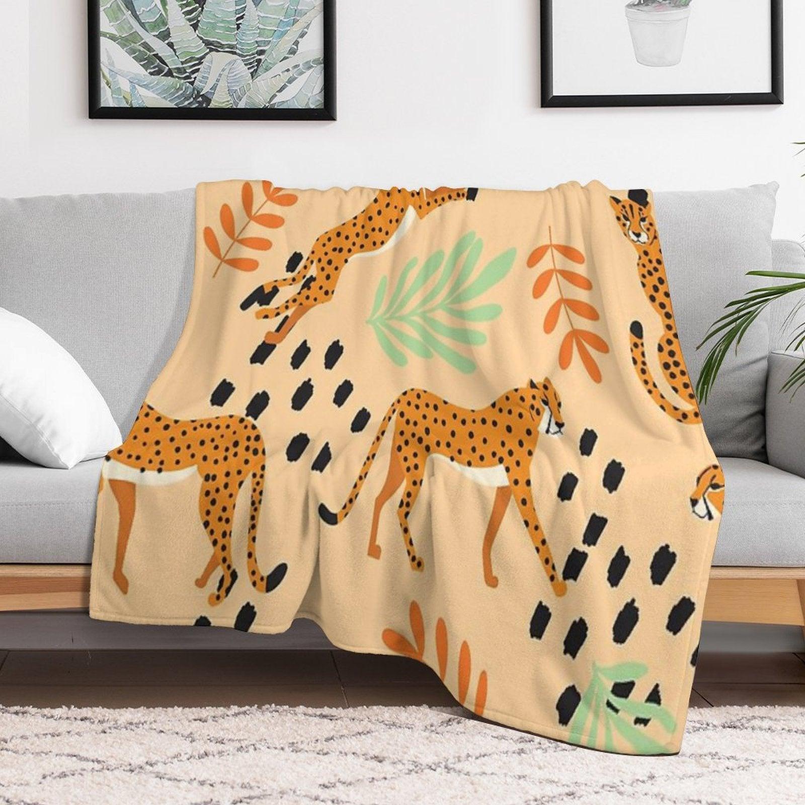 Cheetahs Pattern Beige Throw Blanket