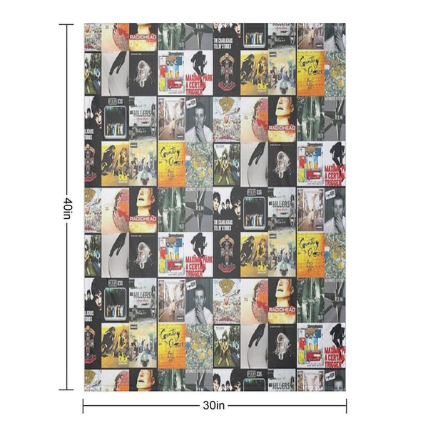 90s 00s Indie Britpop Albums Homage Collage Sustainable Throw Blanket