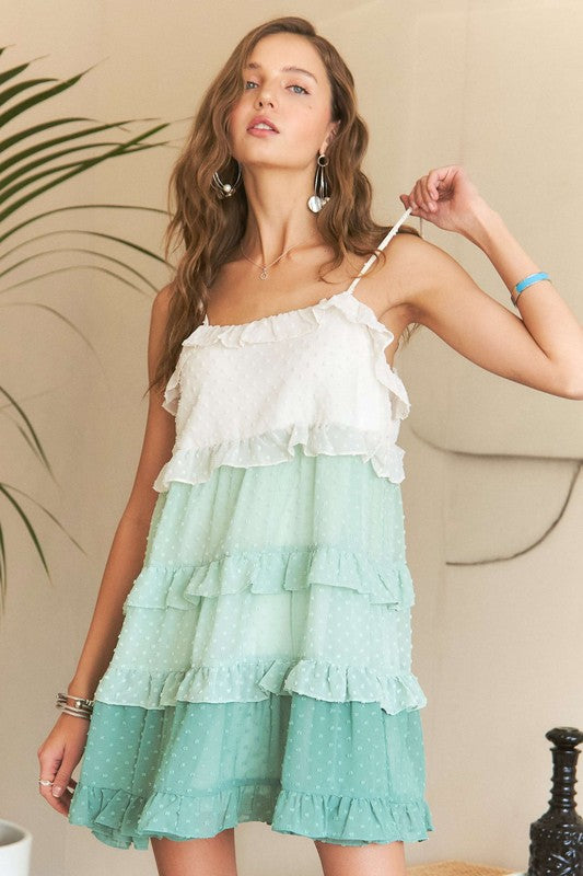 New Summer Swiss Dot Ruffled Tiered Mini Dress For Women – Feminine, Elegant, Playful, Sophisticated, Flirty Mini Dress for Special Occasions