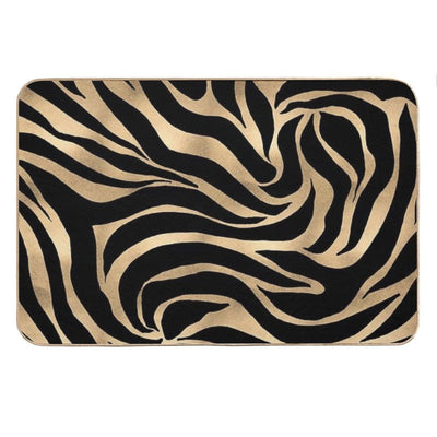 Elegant Metallic Gold Zebra Black Animal Print Bath Mat