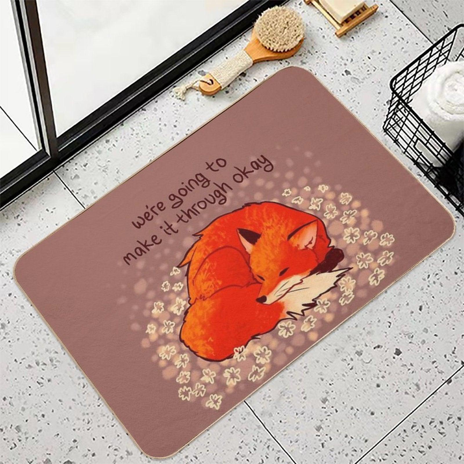 We're Going to Make It Through Okay Sleeping Flower Fox Bath Mat