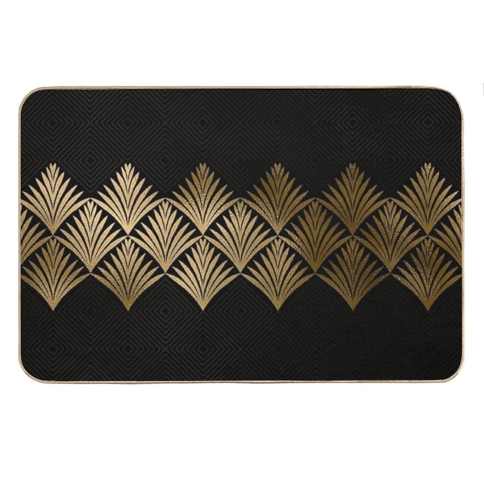 Reims, France Luxueux Black And Gold Hues Art Deco Bath Mat