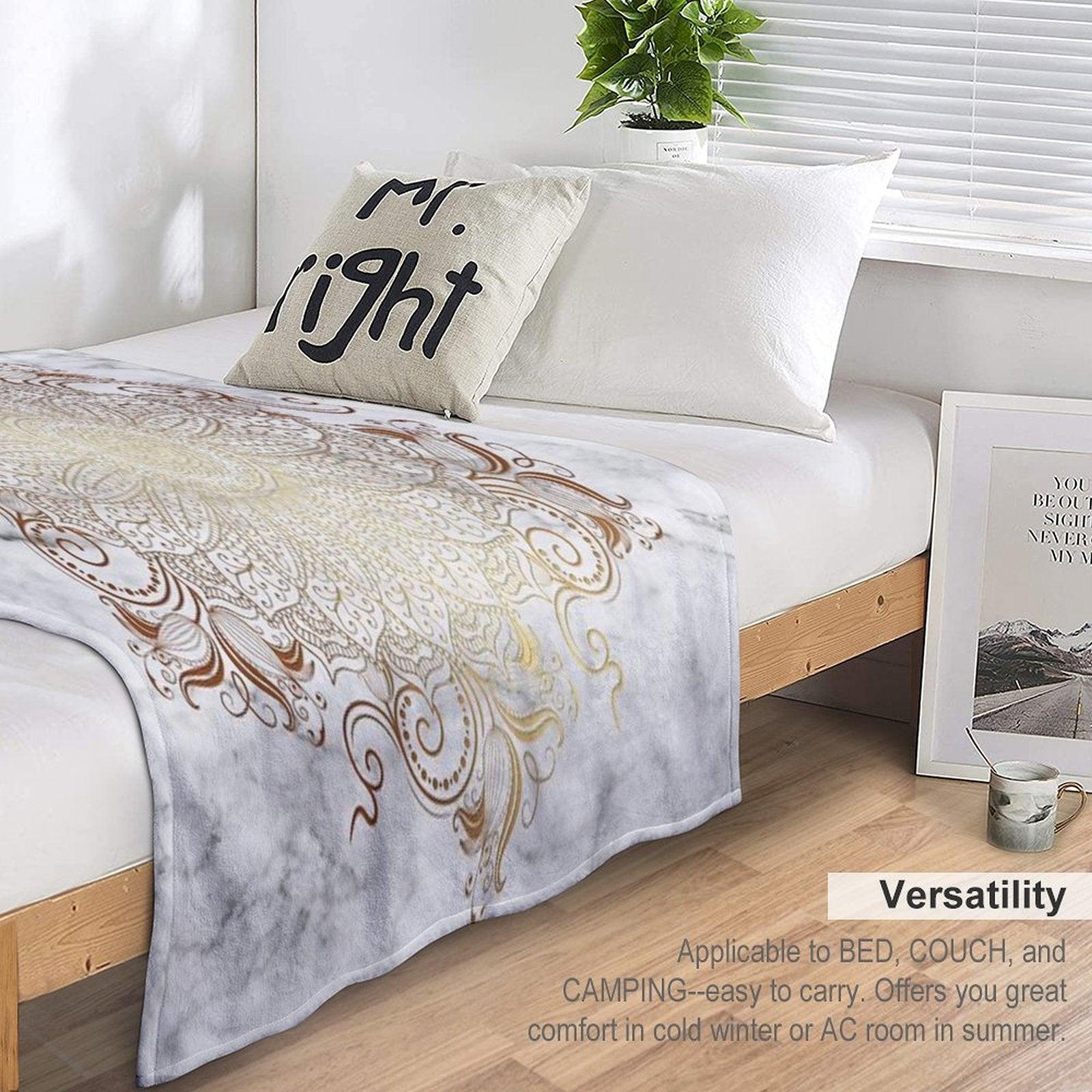 Mandala - Marble Gold Throw Blanket