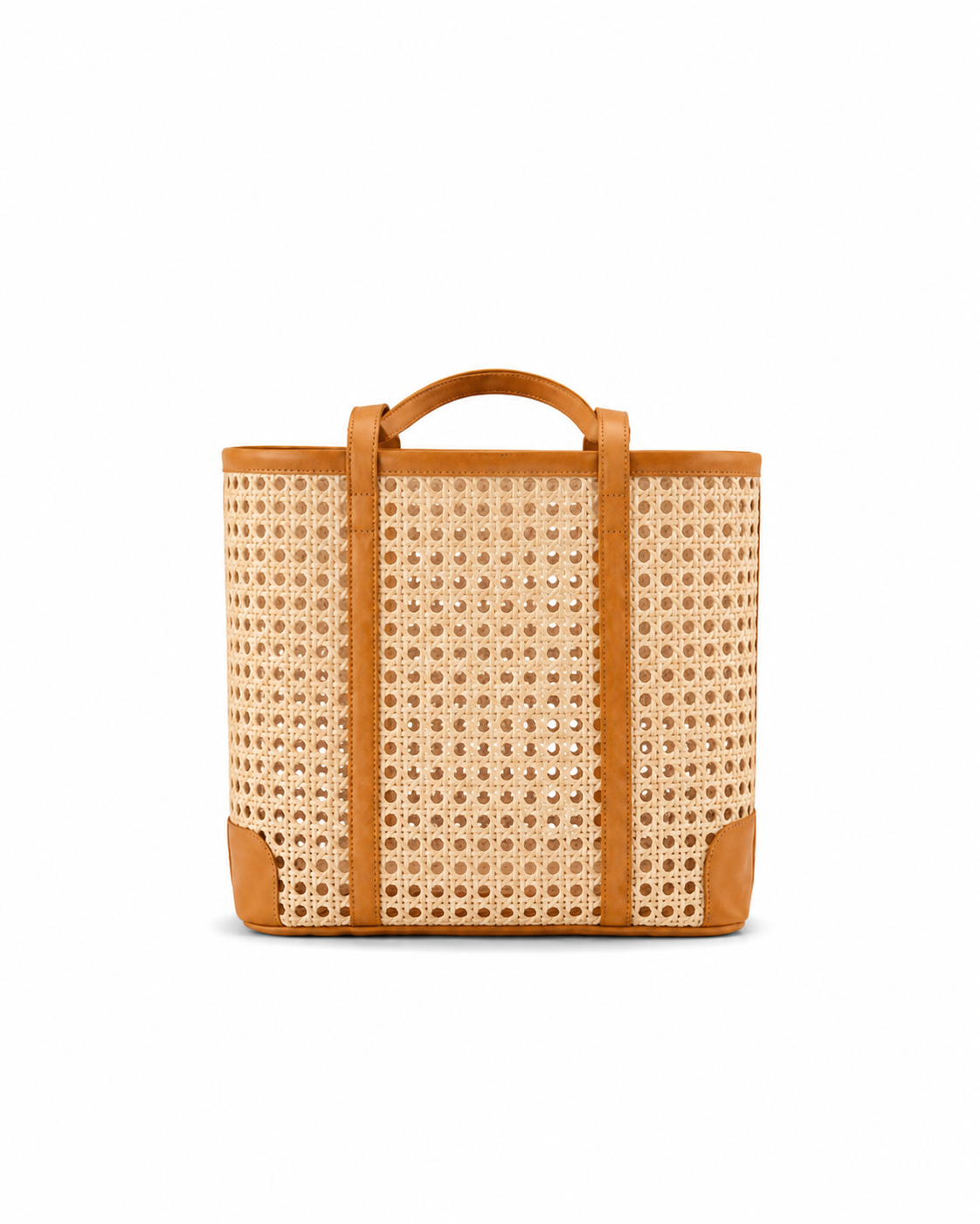 Dian Leather and Rattan Tote Bag