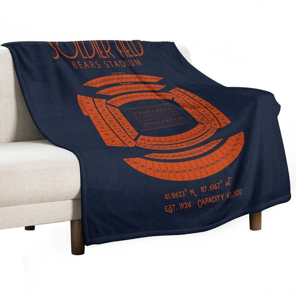 Chicago Bears Soldier Field Poster Print Compact Throw Blanket