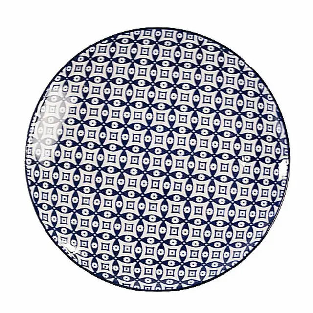 Blue and White Round Plate - I