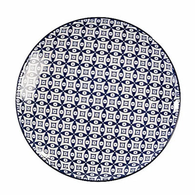 Blue and White Round Plate - I