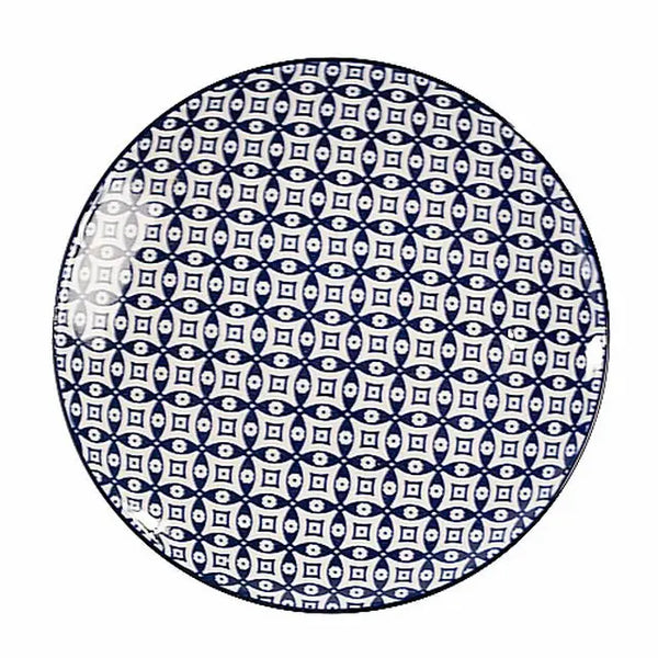 Blue and White Round Plate - I
