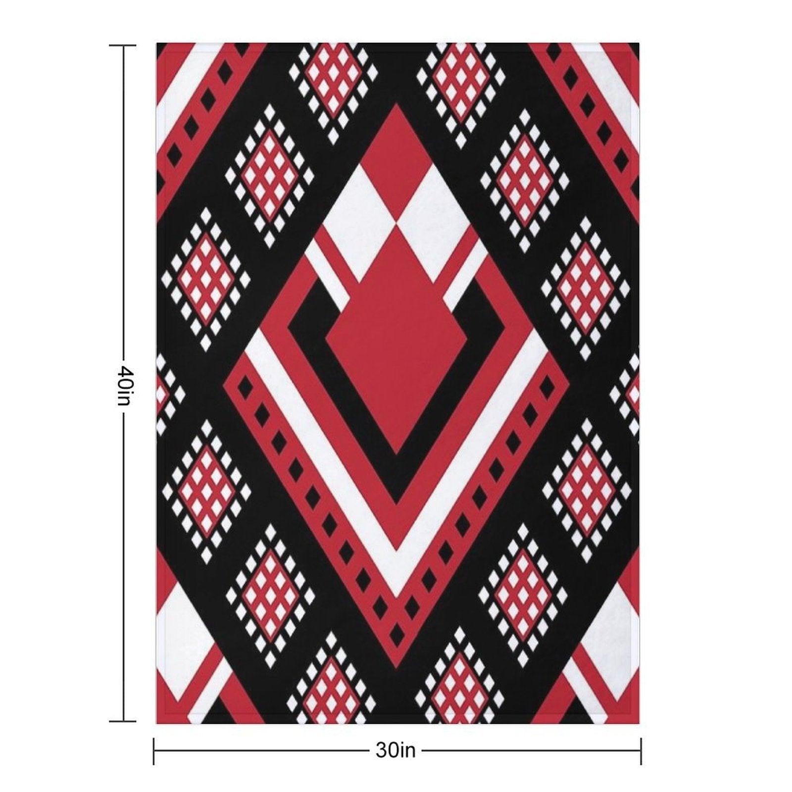 Modified Traditional Retso Pattern- Zimbabwe (Red, White And Black) Throw Blanket