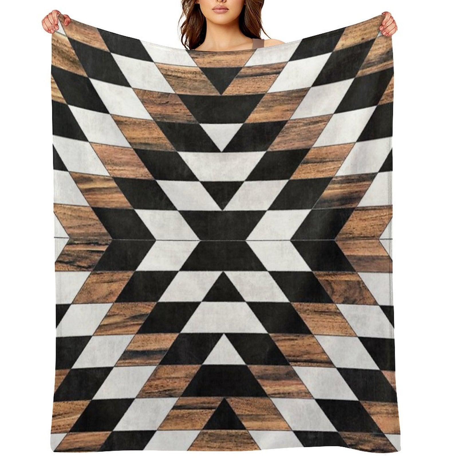 Urban Tribal Pattern No.13 - Aztec - Concrete And Wood Throw Blanket