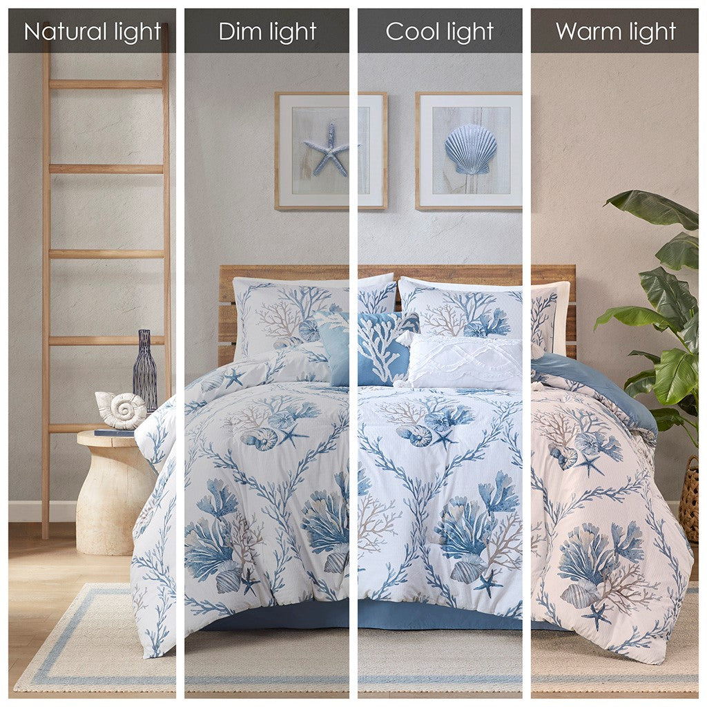 Pismo Beach 6 Piece Oversized Cotton Comforter Set with Throw Pillows