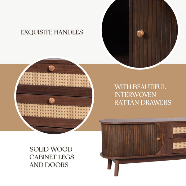 Modern Farmhouse Rattan TV Stand BLAKHOM