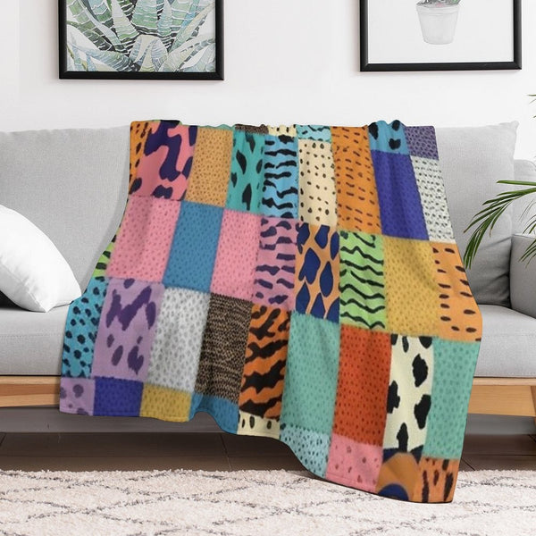 Animal Print Patchwork Quilt Durable Throw Blanket