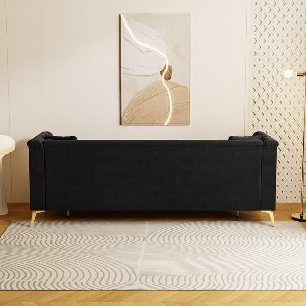 Black Velvet 3‑Seat Sofa