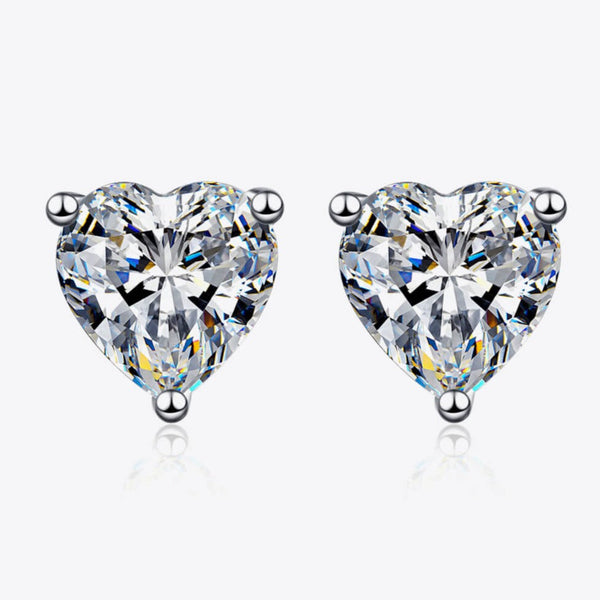 1 Carat Diamond Heart Stud Earrings