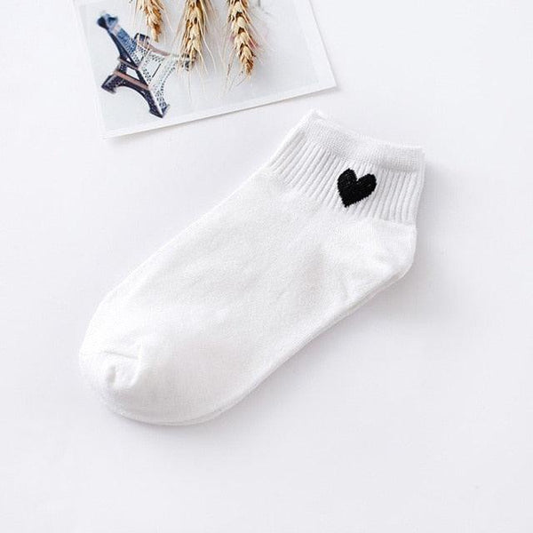 5pairs Women Short Socks Red Heart Cute College Fresh Female Socks Soft Cotton Summer Autumn Sock for Girls