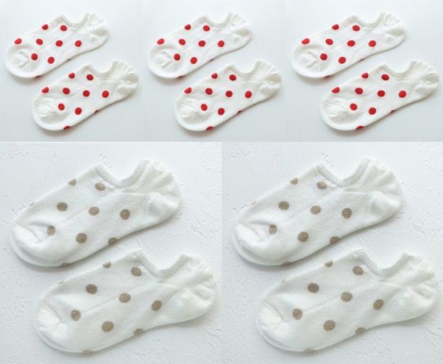 5Pais Women No Show Sports Socks Short Comfortable Cotton Aesthetic Novelty Dot Sweet Boat Socks Ankle Socks For Men And Women