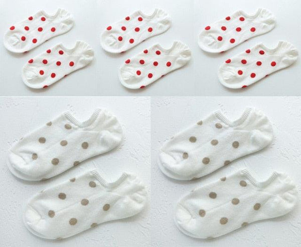 5Pais Women No Show Sports Socks Short Comfortable Cotton Aesthetic Novelty Dot Sweet Boat Socks Ankle Socks For Men And Women