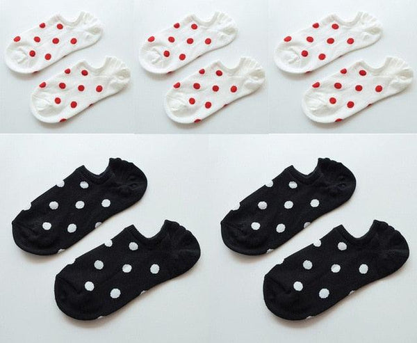 5Pais Women No Show Sports Socks Short Comfortable Cotton Aesthetic Novelty Dot Sweet Boat Socks Ankle Socks For Men And Women