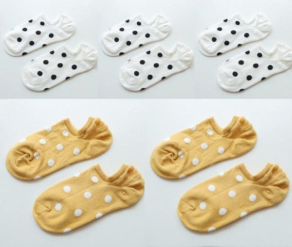 5Pais Women No Show Sports Socks Short Comfortable Cotton Aesthetic Novelty Dot Sweet Boat Socks Ankle Socks For Men And Women